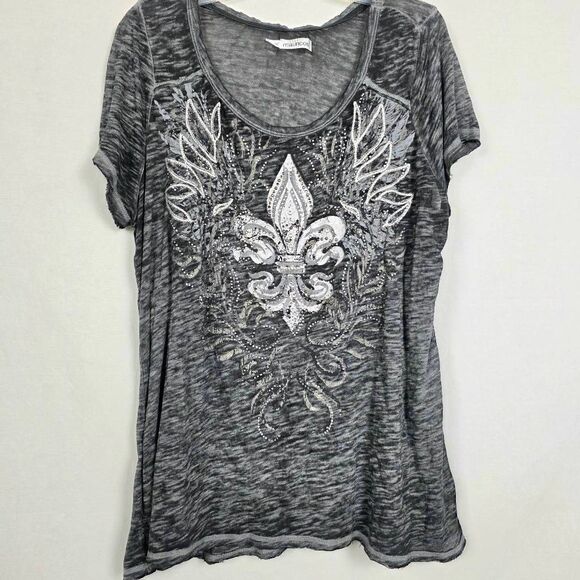 Maurices Womens Fleur de Lis Graphic Tee Black 1x - Picture 4 of 9